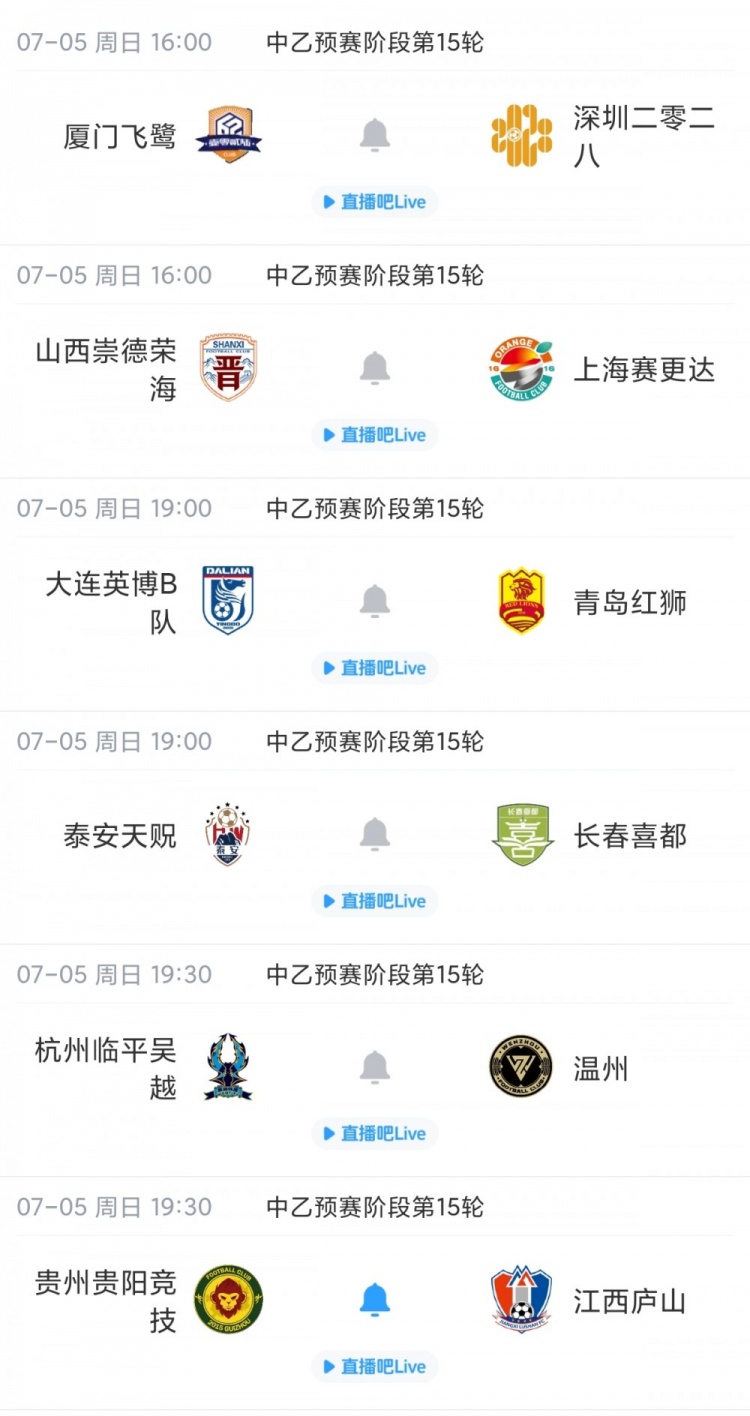 中乙第9轮：海港B队5-1终结4轮不胜 泰山B队3-1四连胜紧追